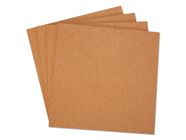 UNIVERSAL Cork Tile Panels Brown 12 x 12 4/Pack 43404