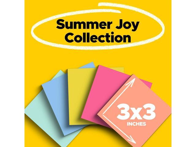 Post-it Super Sticky Notes 3' x 3' Summer Joy Collection 90 Sheet/Pad 12 Pads/Pack (654-12SSJOY)