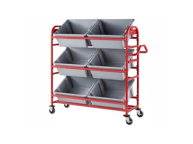 Rubbermaid 3-Shelf Metal Tote Picking Cart Red (2144269)