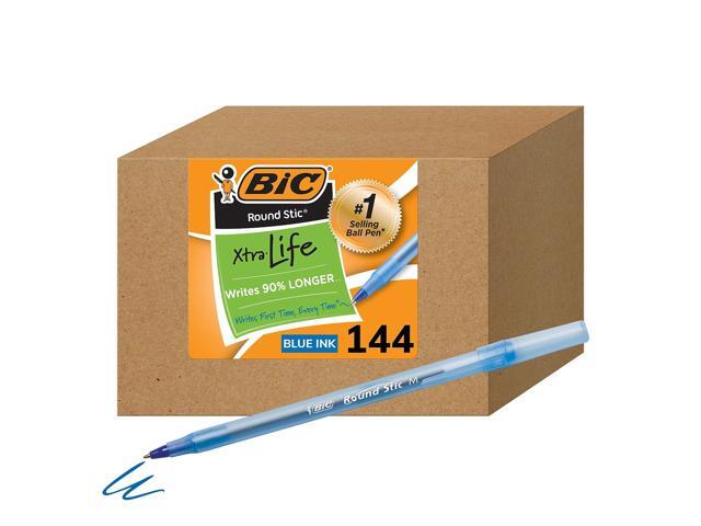 BIC Round Stic Xtra Life Ballpoint Pen Medium Point Blue Ink 144/Pack (GSM144AZ-BLU)