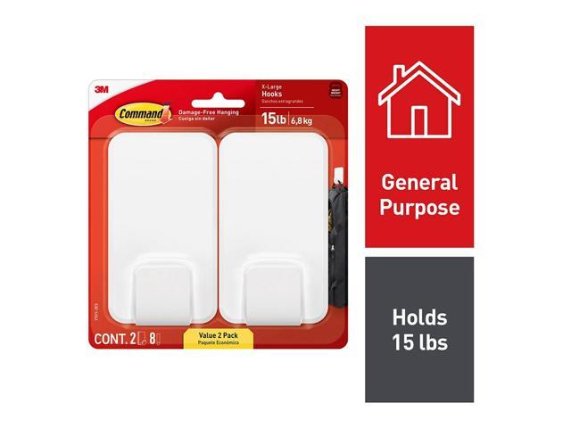 Command X-Large Utility Hooks White 2/Pack (17011-2ES)