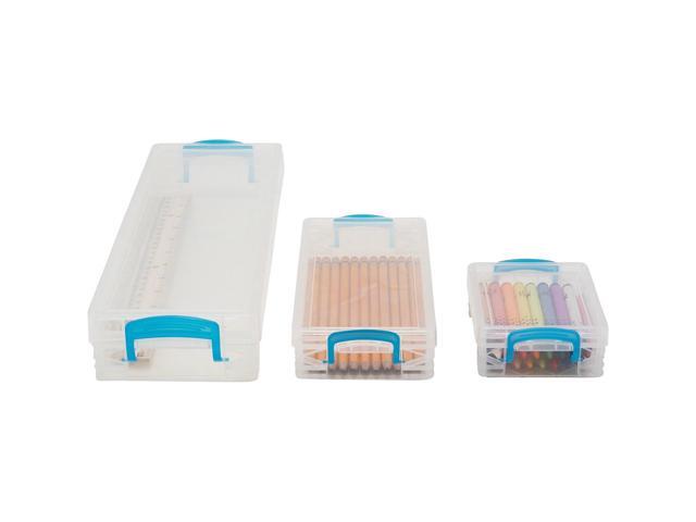 Super Stacker School Kit Plastic Boxes Clear/Blue 3 Boxes (38714)