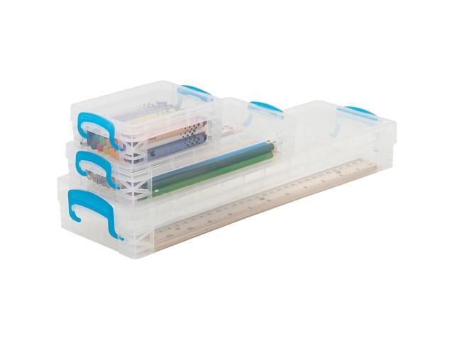 Super Stacker School Kit Plastic Boxes Clear/Blue 3 Boxes (38714)