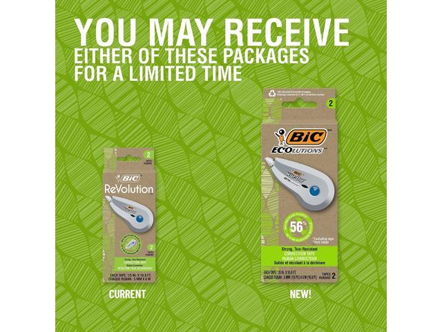 BIC Ecolutions Wite-Out Brand Correction Tape White 2/Pack (WOET21-WHI)