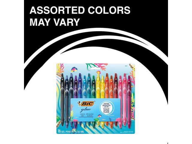 BIC Gel-ocity Quick Dry Retractable Gel Pens Medium Point 0.7mm Assorted Inks 16/Pack (RGLCGA16-AST)