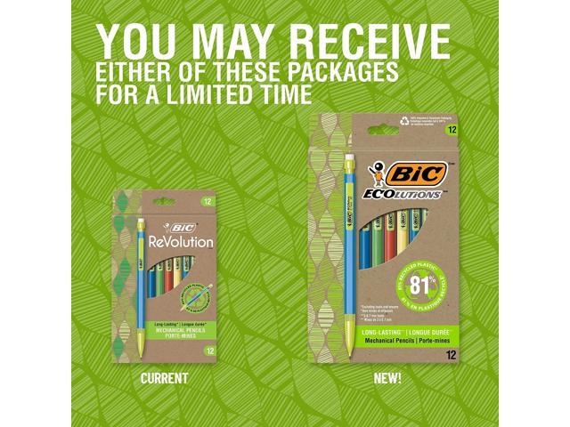 BIC Ecolutions Mechanical Pencils 0.7mm #2 Medium Lead Dozen (MPE12-BLK)