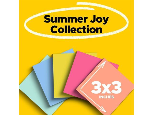 Post-it Super Sticky Notes 3' x 3' Summer Joy Collection 90 Sheet/Pad 5 Pads/Pack (654-5SSJOY)