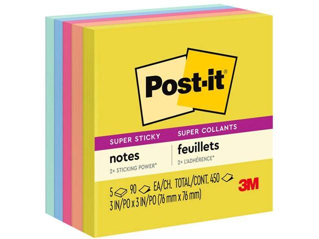 Post-it Super Sticky Notes 3' x 3' Summer Joy Collection 90 Sheet/Pad 5 Pads/Pack (654-5SSJOY)