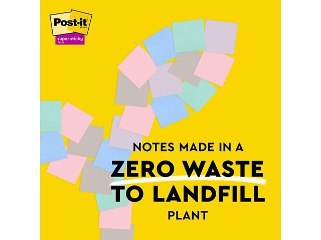 Post-it Recycled Super Sticky Notes 3' x 3' Wanderlust Pastels Collection 70 Sheet/Pad 5 Pads/Pack (654R-5SSNRP)