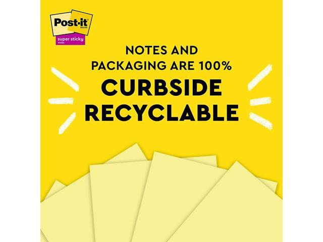 Post-it Recycled Super Sticky Pop-up Notes 3' x 3' Canary Collection 70 Sheet/Pad 6 Pads/Pack (R330R-6SSCY)