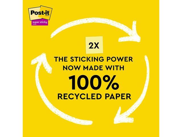 Post-it Recycled Super Sticky Pop-up Notes 3' x 3' Canary Collection 70 Sheet/Pad 6 Pads/Pack (R330R-6SSCY)