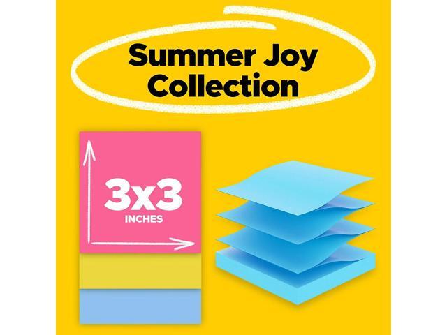 Post-it Super Sticky Pop-up Notes 3' x 3' Summer Joy Collection 90 Sheet/Pad 6 Pads/Pack (R330-6SSJOY)