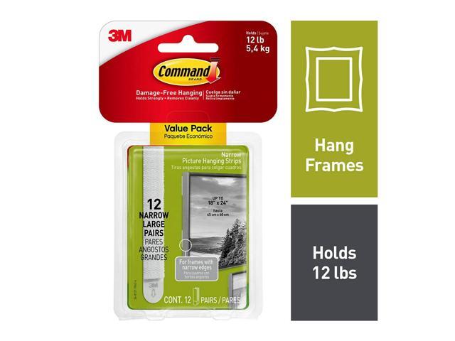 Command Narrow Picture Hanging Strips Value Pack White 12 Pairs of Strips/Pack (17207-12ES)