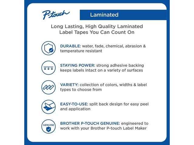 Brother TZe Standard Adhesive Laminated Labeling Tape 1/2w White on Clear TZE135