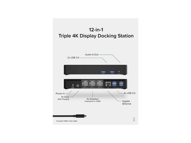 Plugable USB-C Docking Station, 4K Triple Monitors, 100W Laptop Charging - image 9