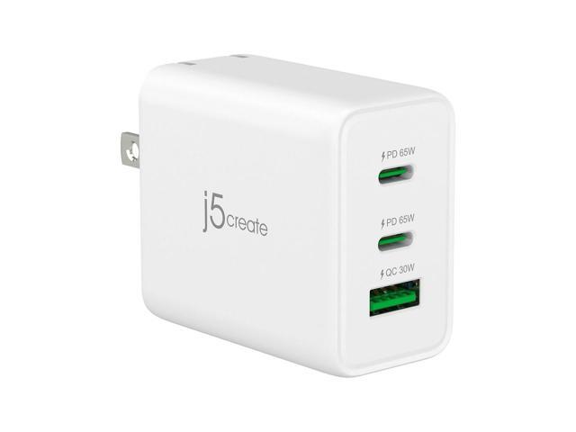 j5create 65W USB Type-C 3-Port GaN Charger White (JUP3365)