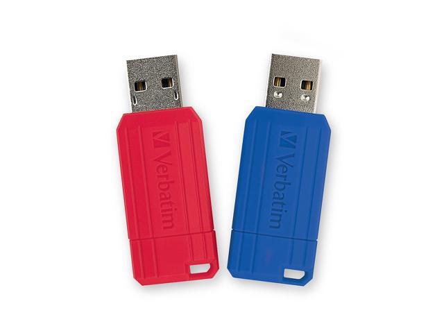 Verbatim PinStripe 128GB USB 2.0 Type-A Flash Drive Red and Blue 2/Pack (70391)