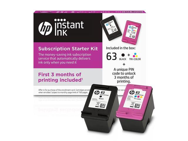 HP 63 Black & Tri-color Instant Ink Cartridges with 3 Month Subscription: Ink Auto-delivery Only When You Need It 7P1H7AN