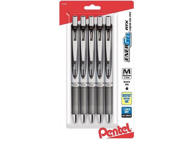 Pentel EnerGel RTX Black Ink Retractable Gel Pen, 0.7 mm, 5/Pack (PENBL77BP5A)