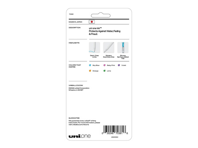 uni-ball uni one Retractable Gel Pens Medium Point 0.7mm Assorted Ink 5/Pack (70381)