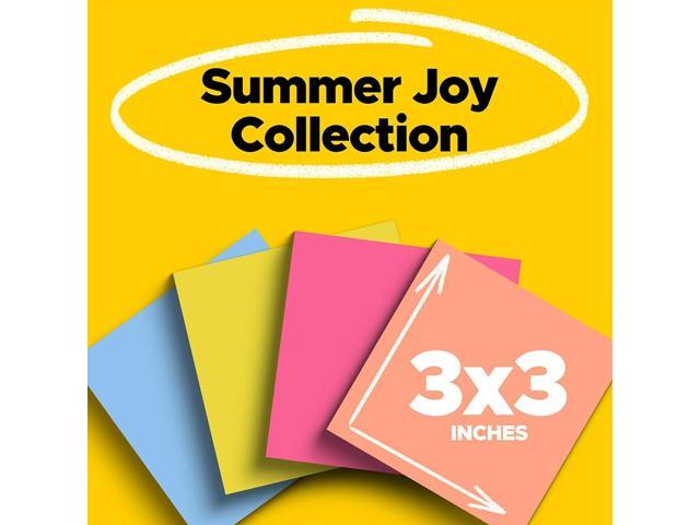 Post-it Super Sticky Notes 3' x 3' Summer Joy Collection 70 Sheet/Pad 24 Pads/Pack (654-24SSJOY-CP) 65424SSJOYCP
