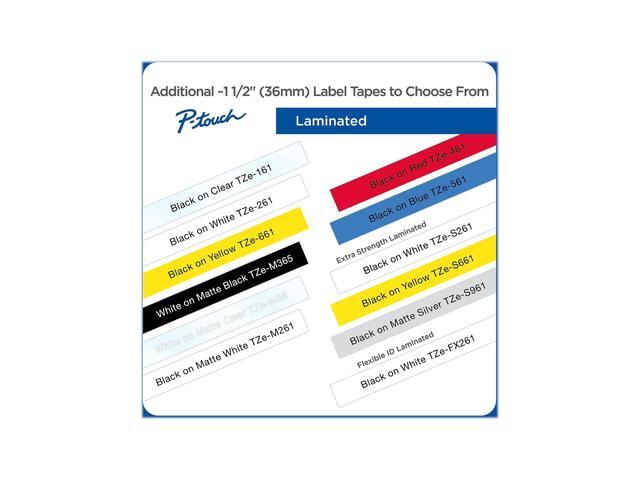 Brother P-touch TZe-M365 Label Maker Tape 1.42'W White on Matte Black TZEM365