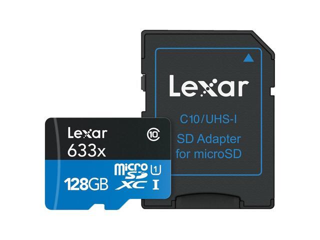 Lexar High-Performance 633x BLUE Series 128GB microSDXC Memory Card with Adapter Class 10 UHS-I V30 2/Pack (LSDMI128-B2U633)