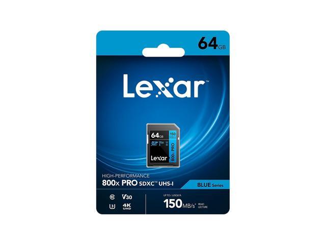 Lexar High-Performance 800x PRO BLUE Series 64GB SDXC Memory Card Class 10 UHS-I V30 (LSD0800P064G-BNNNU)