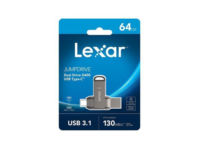 Lexar JumpDrive D400 Dual 64GB USB 3.1 Flash Drive Titanium (LJDD400-64G-BNU)