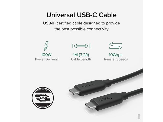 Plugable 10Gbps USB-C to USB-C Cable, 3.3 ft/1m, 3A, USB-IF Certified, USB 3.1 Gen 2 Type-C - image 11