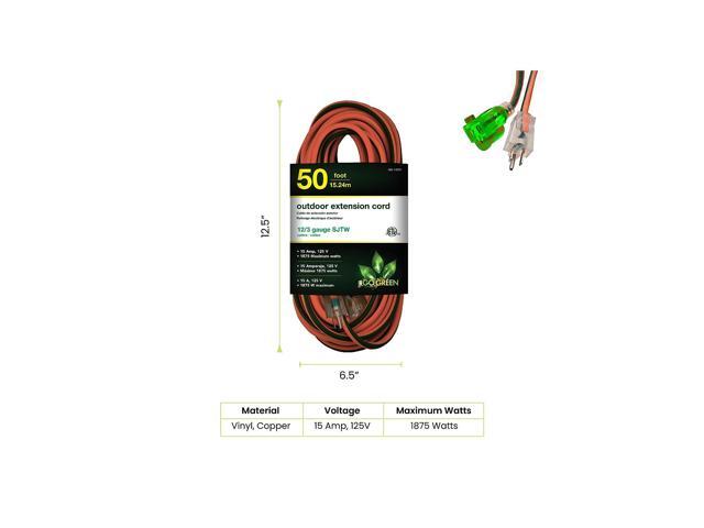 Go Green Power 50' Indoor/Outdoor Extension Cord 12 AWG Orange (GG-14050)