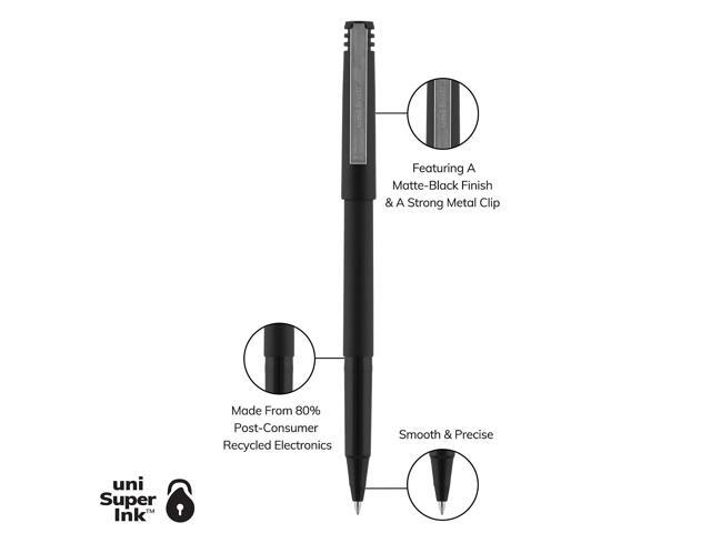 uni-ball Stick Roller Ball Pen Micro 0.5mm Black Ink Black Matte Barrel 36/Pack 1921065