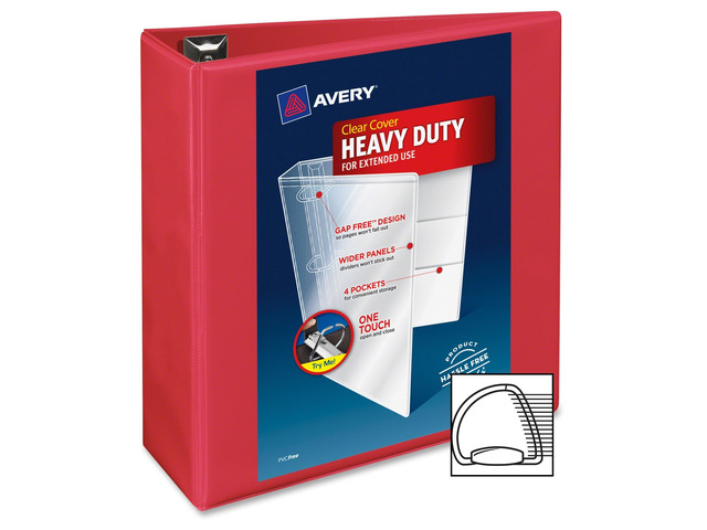 Avery Heavy-Duty View Binder w/Locking 1-Touch EZD Rings 4' Cap Red 79326