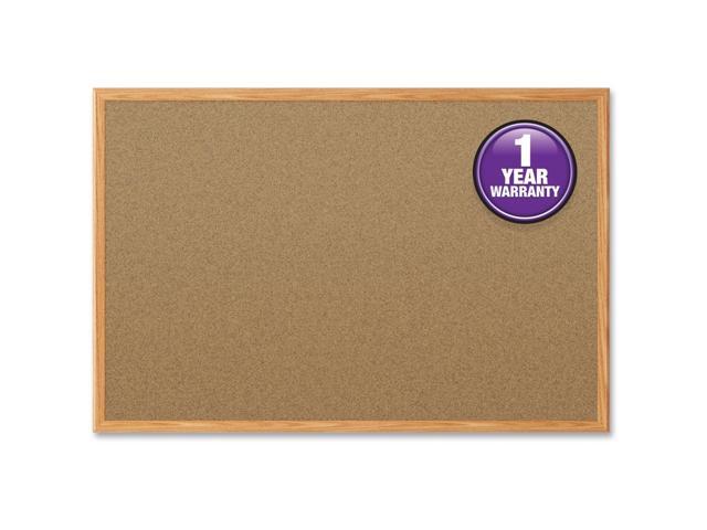 Mead Cork Surface Bulletin Board - 4' Height x 3' Width - Cork Surface - Oak Aluminum Frame