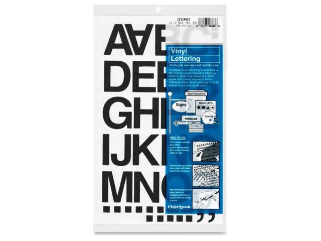 Press-On Vinyl Letters & Numbers, Self Adhesive, Black, 1 1/2'h, 37/Pa