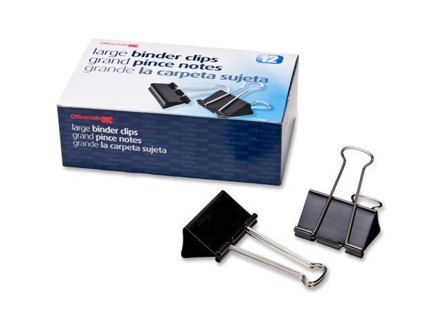 Officemate Binder Clips Large 2'Wide 1' Cap 12/BX Black/Silver 99100