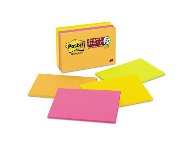 Post-it Meeting Notes in Rio de Janeiro Colors 6 x 4 45-Sheet 8/Pack 6445SSP