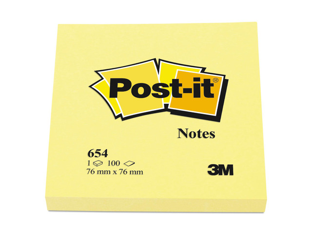3M 654YW Original Notes 3 x 3 Canary Yellow 12 100-Sheet Pads Pack