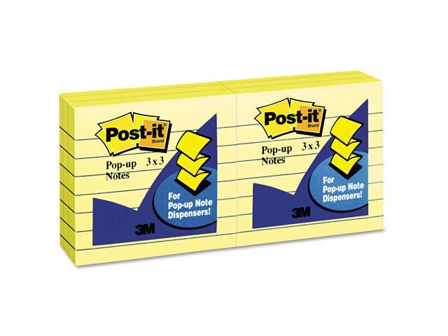 3M R335YW Pop-Up Note Refills 3 x 3 Canary Yellow Six 100-Sheet Pads Pack