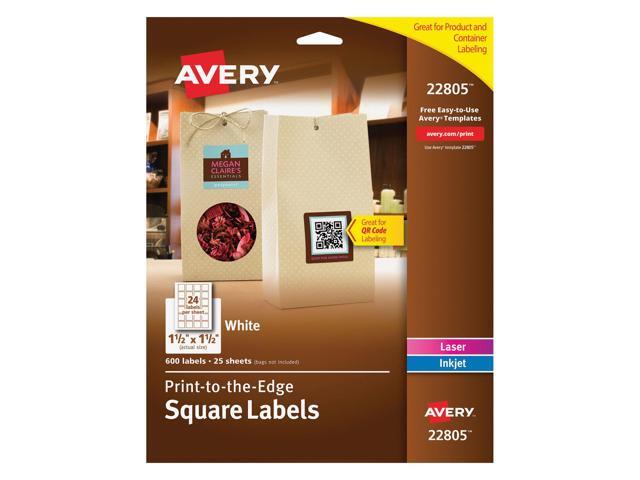 Square Labels with Sure Feed and TrueBlock, 1 1/2 x 1 1/2, White, 600/Pack 22805
