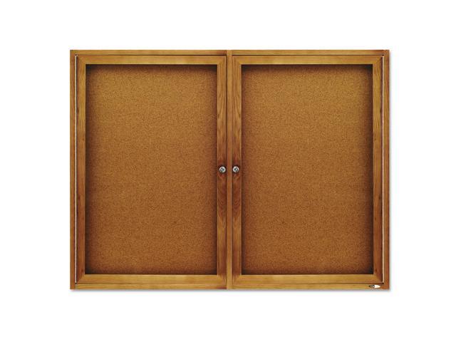 Quartet Enclosed Bulletin Board Natural Cork/Fiberboard 48 x 36 Oak Frame 364