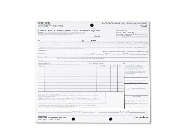Bill Of Lading, Short Form, 8 1/2 X 7, Three-Part, 50 Loose Form Sets/