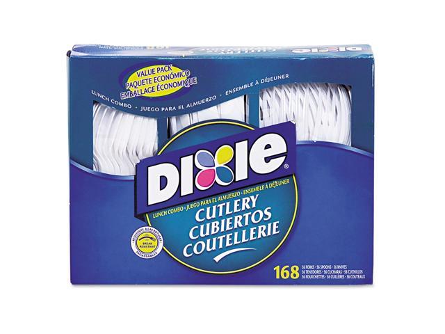 Combo Pack Tray w/ White Plastic Utensils 56 Forks 56 Knives 56 Spoons