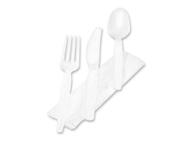 Wrapped Tableware/Napkin Packets Fork/Knife/Spoon/Napkin White 250/Carton
