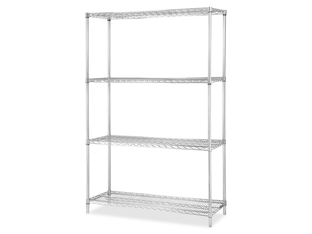 Lorell Industrial Chrome Wire Shelving Starter Kit - 36' Width x 24' Depth - Steel - Chrome LLR84184