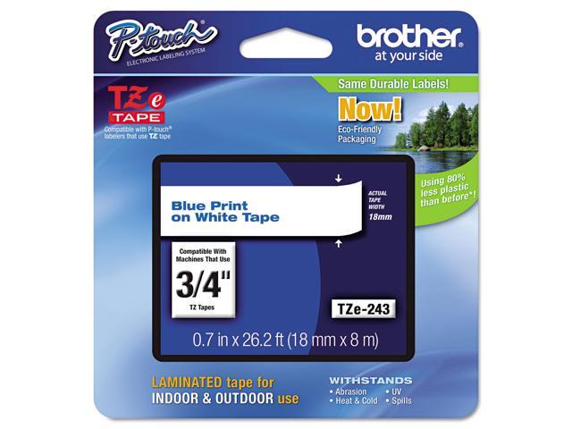 Brother P-Touch TZe Standard Adhesive Laminated Labeling Tape 3/4w Blue on White