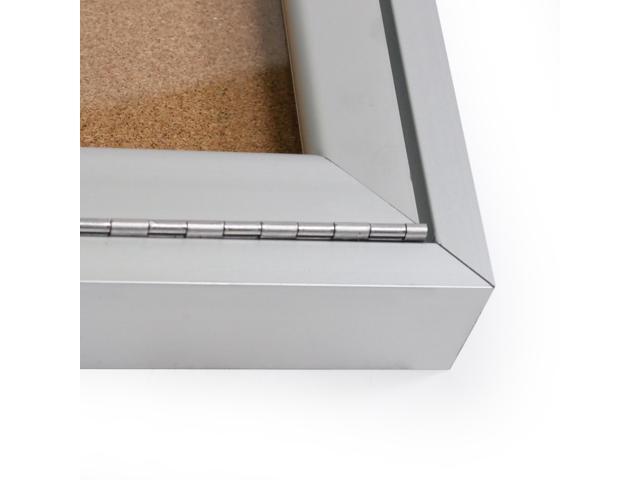 Ghent PA13630K 1 Door Enclosed Natural Cork Bulletin Board with Satin Frame - 30' x 36' - Tan Surface, Satin Aluminum Frame