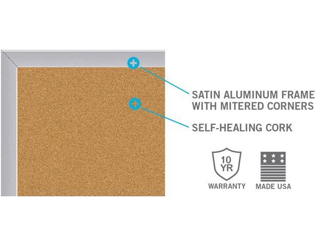 Ghent AK46 Aluminum-Frame Natural Corkboard - 72.5' x 48.5' - Tan Surface, Satin Aluminum Frame