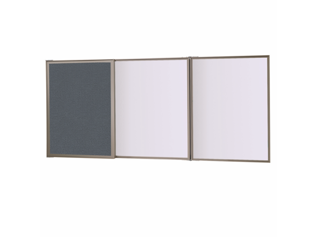 Ghent 41302 VisuALL PC Whiteboard Cabinet with Fabric Bulletin Board Exterior Doors - 36' x 24' - Gray/White Surface, Satin Aluminum Frame