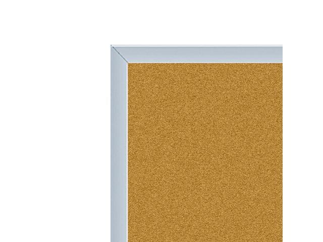 Ghent AK45 Aluminum-Frame Natural Corkboard - 60.5' x 48.5' - Tan Surface, Satin Aluminum Frame